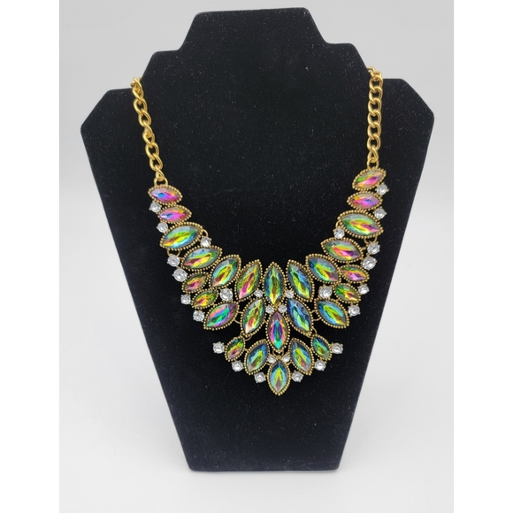 Fashion statement Multicolor rhinestone necklace - Picture 1 of 5